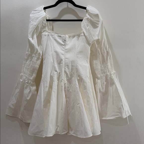 HOCB Ellerie White Cotton Flute Sleeve Mini Dress - Picture 10 of 10